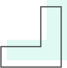 l-shape Icon on an L shape with pastel green